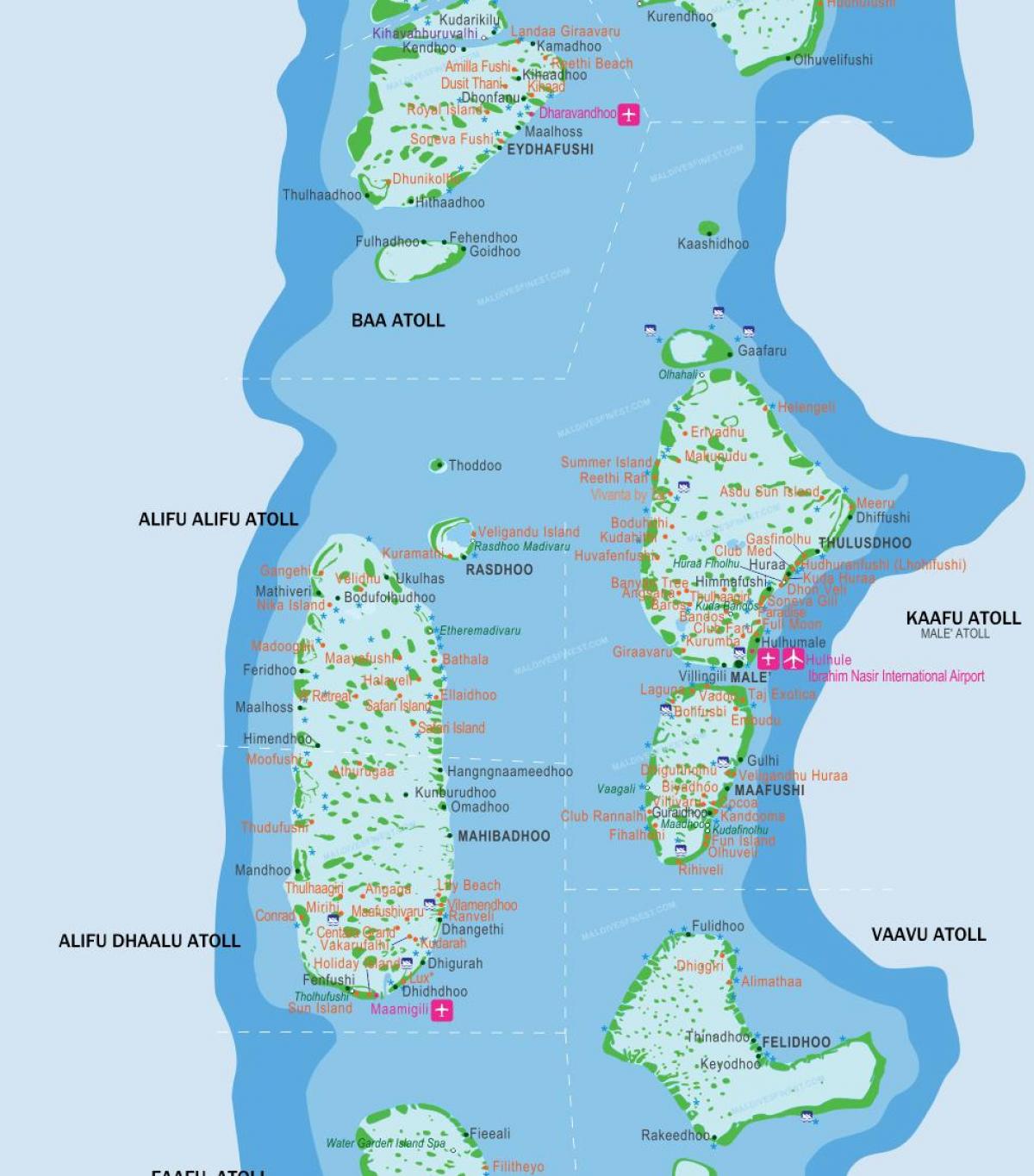 maldiivid lennujaamade kaart